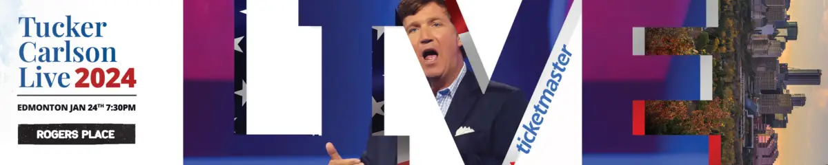 Tucker Carlson Live Rogers Place Banner